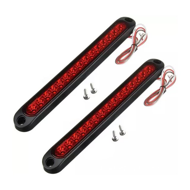 2 Luces Traseras Freno Montaje 15 LED 12 V Y 24 V Trasera para Remolque Coche Advertencia (siempre Encendida Roja)