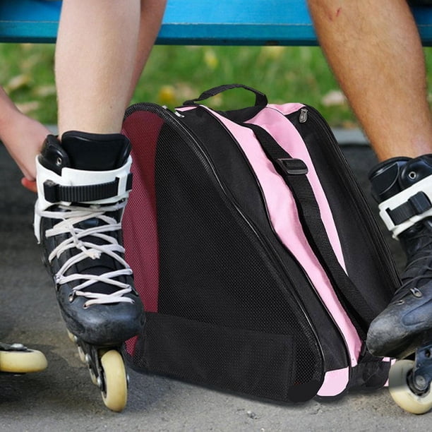 Bolsa para patinaje sobre ruedas, bolsa ligera para transportar zapatos de patinaje sobre hielo, bolso para patines artísticos, accesorios para patine rosa