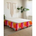 thumbnail image 2 of Pink Orange Wrap Around Bed Skirts for King Bed 16" Drop,Bed Skirt with Adjustable Elastic Belt Dust Ruffle Bed Valance for Bedroom Hotel Luxury Geometric Modern Abstract Oil Painting Bed Frame Cover, 2 of 7
