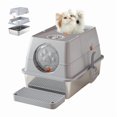 thumbnail image 1 of Stainless Steel Covered Litter Box, Large Top Entry Metal Litter Box for Cats, Dog Proof Litter Boxes with Flip Cover, Removable Top and Litter Scooper, Easy to Clean, 1 of 8