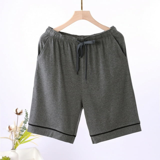 asjyhkr Plus Size Mens Pajama Shorts Elastic Waist Drawstring Breathable Lounge Home Shorts with Pockets,L-4XL