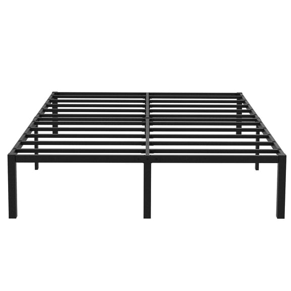 Queen Bed Frame with Underbed Storage Space, Metal Heavy Duty Platform Mattress Foundation, Easy Assembly, Black, 14 Inch Height