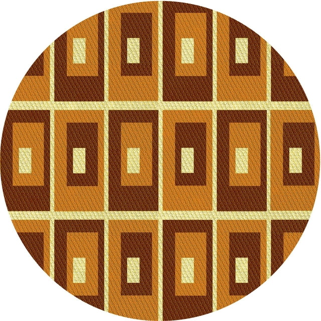 Ahgly Company Tapis d'Intérieur Rond Lavable en Machine Orange Transitionnel, 3 Pieds Rond
