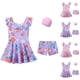 thumbnail image 4 of Odeerbi 4-13 Años Traje de Baño de Tres Piezas Con Gorro de Baño Para Niñas Traje de Baño de Entrenamiento Floral de Verano Con Pantalones Cortos Ropa de Playa, 4 of 4