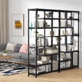 Tribesigns 8Shelves Staggered Bookshelf Rustic Industrial Etagere