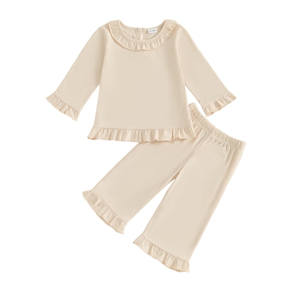 Zanarzt Infant Baby Toddler Girls Clothes Girl's 2 Piece Outfit Toddlers Baby Girls Cute Pant and Top Set Light Yellow,18-24 Months