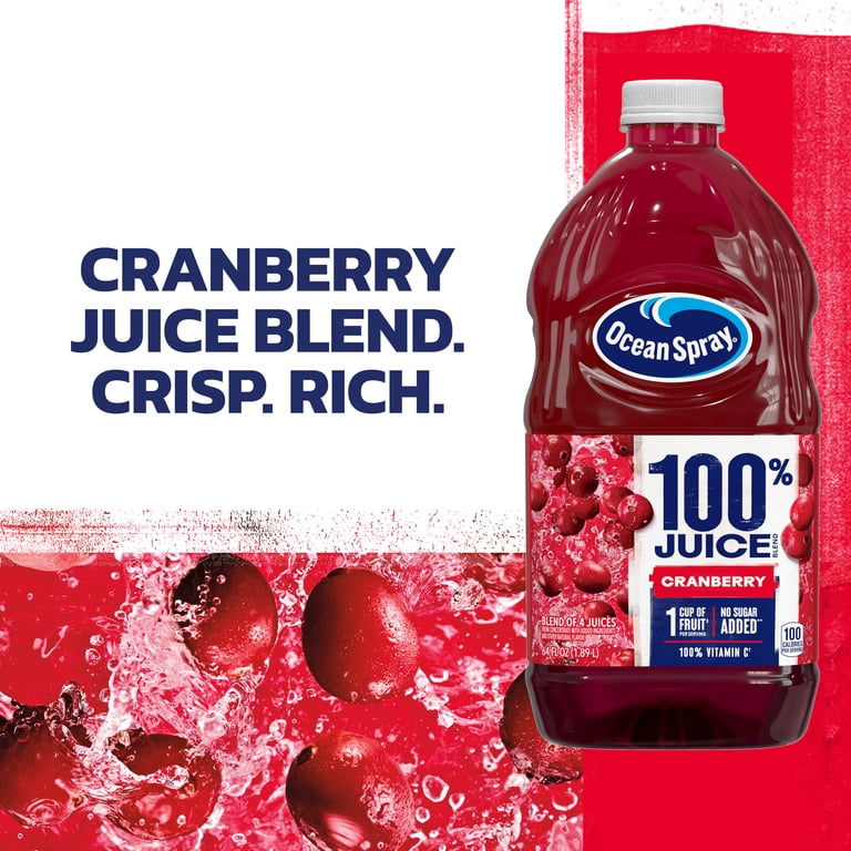 Ocean Spray 100% Juice Cranberry Blend, 64 fl oz, 8 Pack photo 4