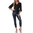 thumbnail image 2 of INSPIRE CHIC Sequin Top for Women's 3/4 Sleeve V Neck Sparkly Party Disco Outfit Blouse Top, 2 of 5