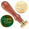 thumbnail image 2 of 1pc Wax Seal Stamp Textual with Love Embossed Stamp Sealing Vintage Elegant Removable Brass Seal Wood Handle, 2 of 9