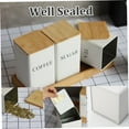 thumbnail image 4 of Yazoeia Kitchen Canister Set, Coffee Tea Sugar Container Set of 3 Iron Tea Coffee Sugar Canister Set with Airtight Bamboo Lid and Name Marker Simple Square Kitchen Canister Set White CJC912-196232, 4 of 7
