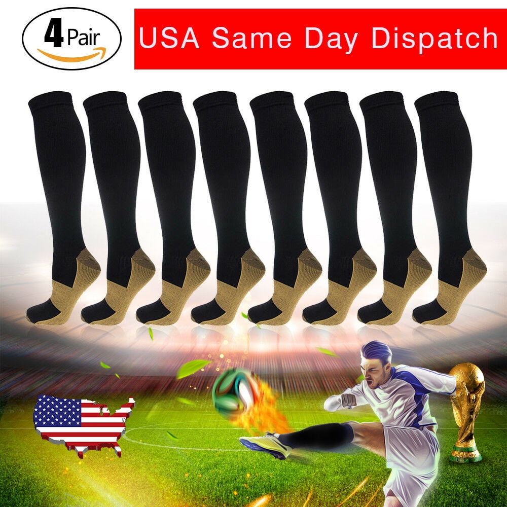 4 Pairs Compression Socks 20-30 mmHg Leg Foot Support Stocking for Men&Women  XXL