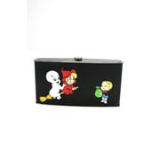 Elisabeth Weinstock Womens Painted Cartoon Leather Box Clutch Handbag Black