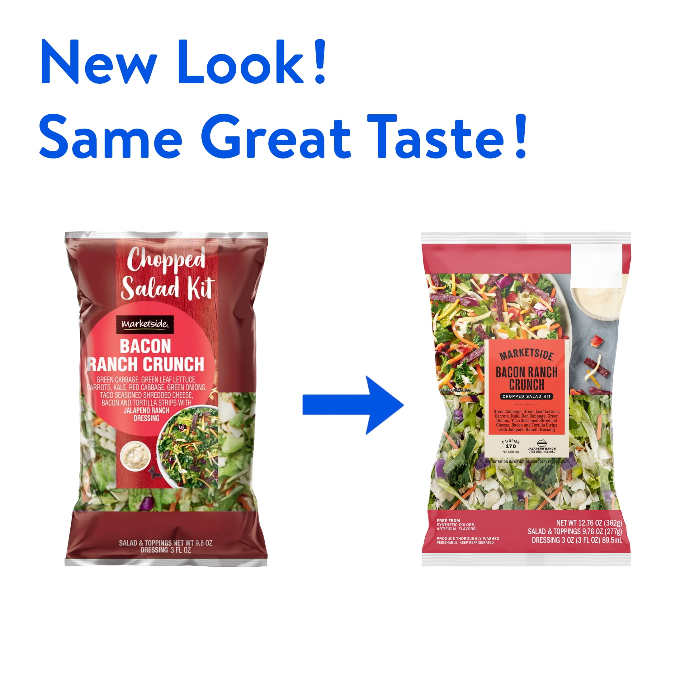 Marketside Bacon Ranch Crunch Chopped Fresh Salad Kit, 12.76 oz, Bag (Fresh)