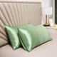 thumbnail image 1 of Nvzi 2 fundas de almohada de seda lavada Suave y agradable para la piel, que le dan a la piel un abrazo lujoso 20,08 x 29,92 pulgadas (verde claro), 1 of 5