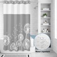 thumbnail image 2 of No Hook Shower Curtain, White Dandelion Shower Curtains for Bathroom with See Through Top Window, Spring Plants Flowers Vintage Gray Waterproof & Washable Bath Curtain Narrow 54"x78", 2 of 9