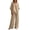 Khaki, variant on Unir Pant Suits For Women Summer Linen‑Look Two‑Piece Set, V‑Neck Batwing Short Sleeve Shirt And Loose Wide‑Leg Trousers,S‑XXL,Practical Casual Mother Of The Bride Pant Suits