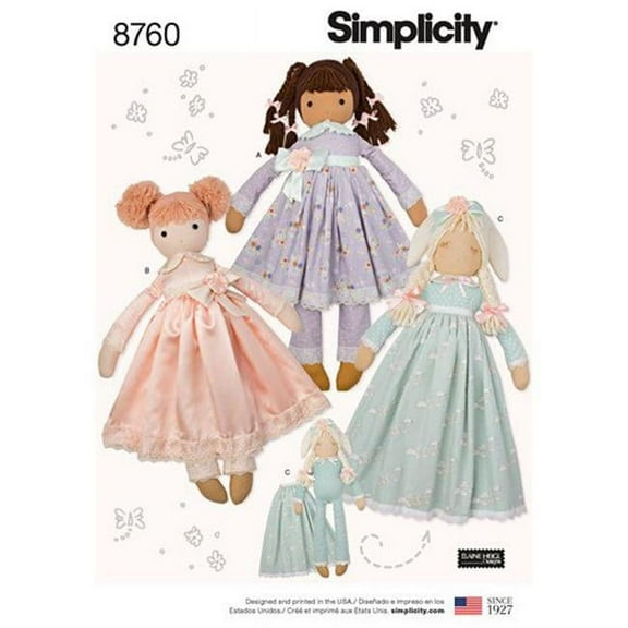 Simplicity Stuffed Doll with Clothes Pattern, 1 Each