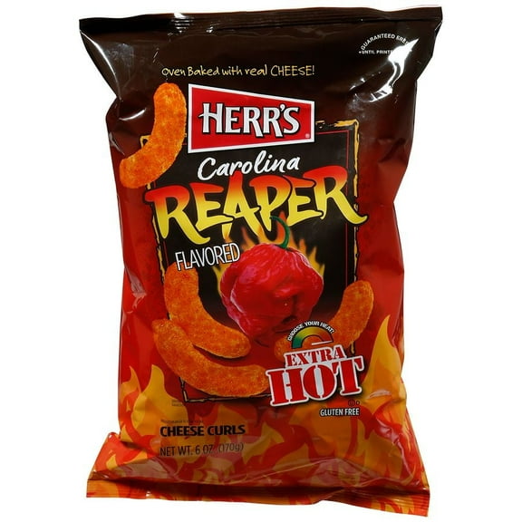 Herr's Cheese Curls Extra Hot Carolina Reaper 6.0 oz Pack of 2