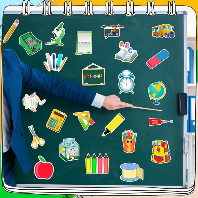 Pegatinas magnéticas decorativas para la vuelta al cole, diseños coloridos y adorables, fáciles de aplicar y quitar, versátiles para taquillas y frigoríficos, decoración reutilizable para estudiantes