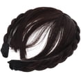 thumbnail image 4 of EeaseMX Pelucas sintéticas de moda, diadema, flequillo frontal, extensiones de cabello con flecos para mujeres y niñas (marrón oscuro), 4 of 7