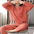 thumbnail image 4 of Conjunto de pijamas de manga larga para mujer, ropa de dormir delgada, cálida, Coral, gruesa, franela de terciopelo de dibujos animados, Otoño e Invierno, 4 of 5
