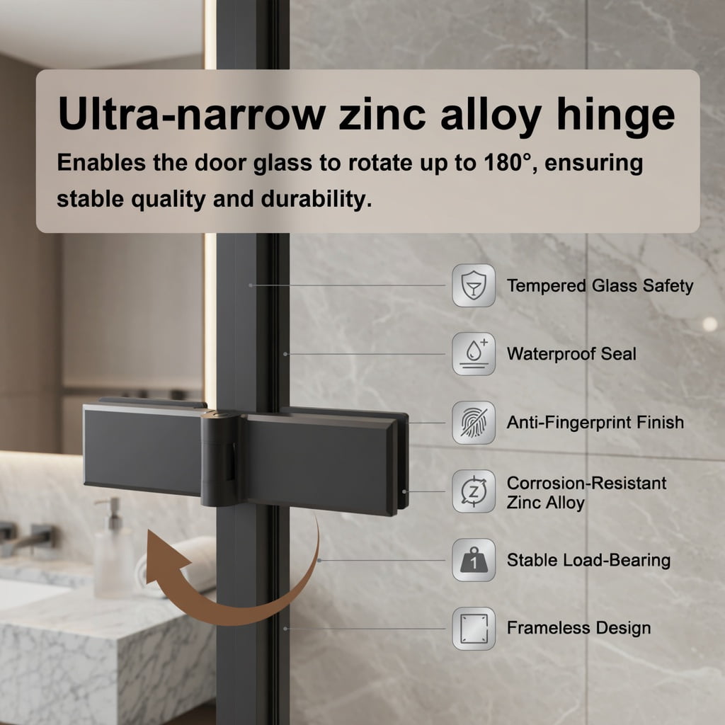 Hommoo Framed Bi-Fold Pivot Shower Door 32" x 72", Aluminum Frame, 1/4" Tempered Glass, Reversible Left/Right Installation, Space-Saving Folding Shower Enclosure, Black & Transparent