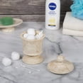 thumbnail image 7 of Creative Home Natural Champagne Marble Pedestal Collection Cotton Ball Holder Storage Jar Container Organizer, Beige, 7 of 7