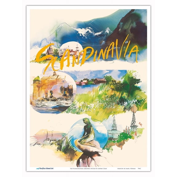Scandinavia - SAS Scandinavian Airlines System - Vintage Airline Travel Poster - Master Art Print (Unframed) 9in x 12in