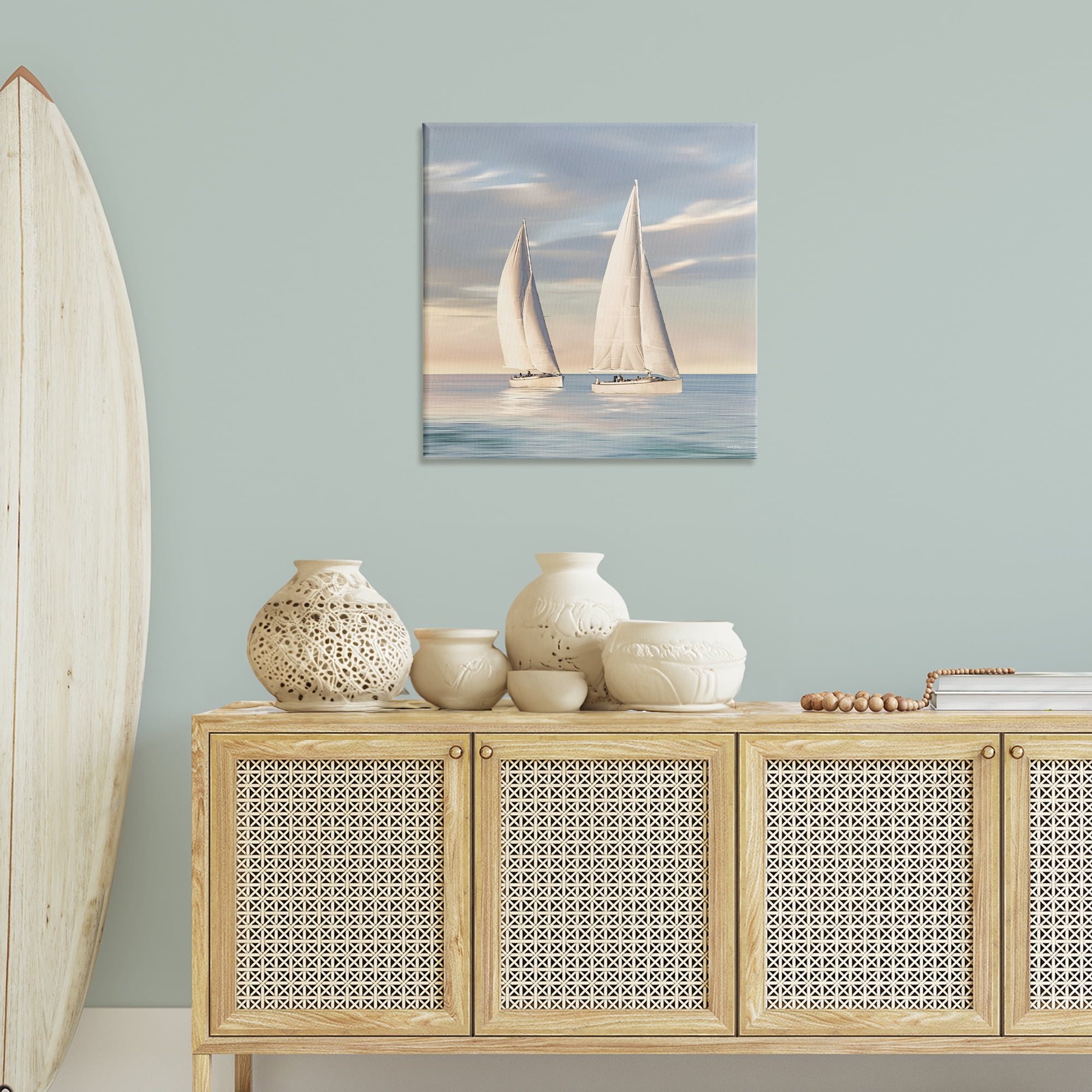 Stupell Industries Two Mighty Sailboats Transportation Painting Gallery Wrapped Canvas Art Print Wall Art, 30 x 30