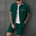 thumbnail image 2 of CHUMUD Mens 2 Piece Outfit Set Tracksuits Button Down Shirts jJackets and Shorts Summer Beach Vacation Lounge Workout Short Sleeve Plaid Sets Everyday, 2 of 9