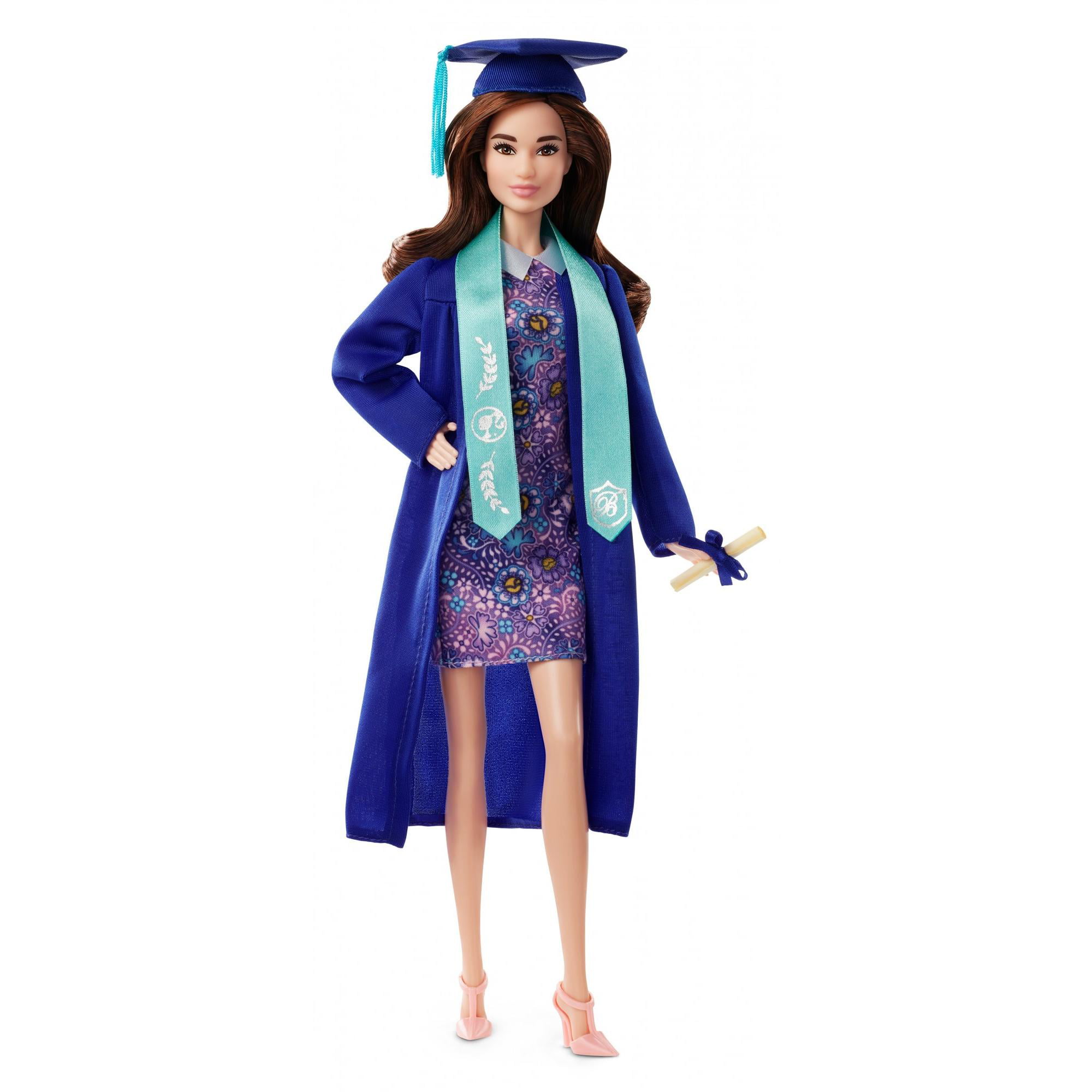 Barbie Graduation Day Cap & Gown Doll, Brunette Hair 