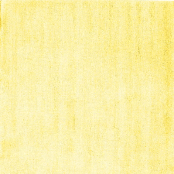 Ahgly Company Machine Washable Indoor Square Solid Yellow Modern Area Rugs, 5' Square