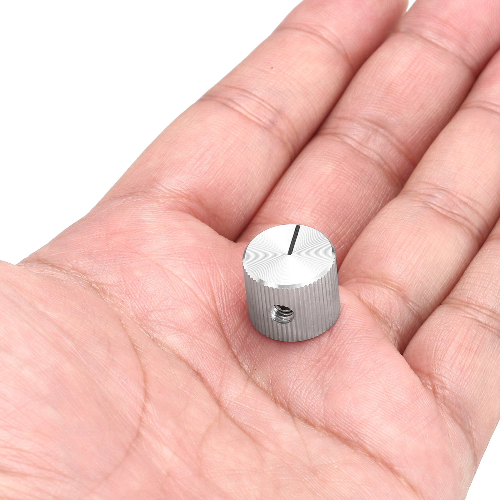 Uxcell 8 Pcs Aluminium Potentiometer Knobs, 1/4"(6mm) IDx5/8"(15mm) ODx1/2"(12.5mm) Height Universal Volume Tone Control Knobs for Guitar, Bass, Straight Line Indicator, Silver
