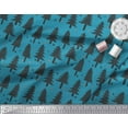thumbnail image 2 of Soimoi Blue Cotton Voile Fabric Snow & Cedar Tree Fabric Prints By Yard 42 Inch Wide, 2 of 3
