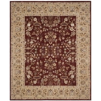 SAFAVIEH Total Performance Josh Floral Bordered Area Rug, Rust/Green, 8' x 8' Round