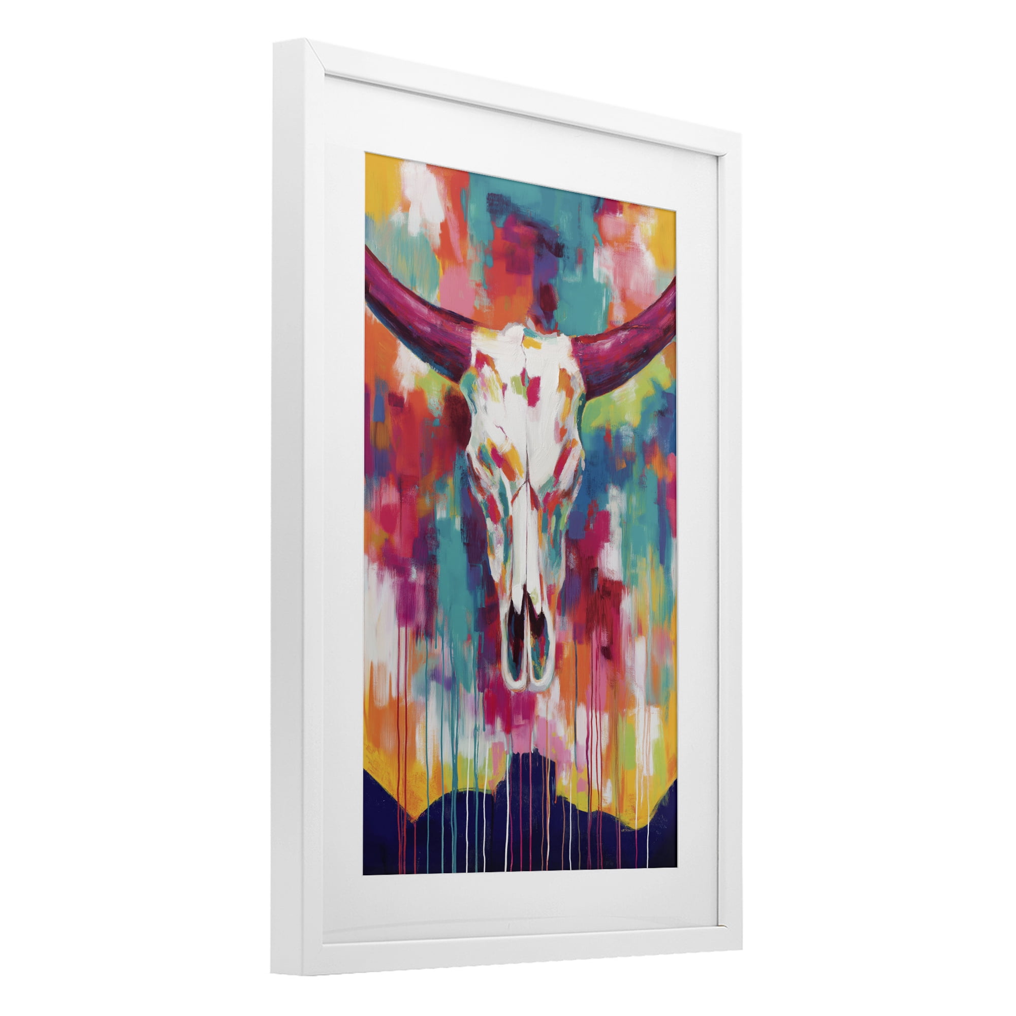 Stupell Industries Spirit Of The West Skull White Framed Print Under Glass, design by Chromatic Storm Studio