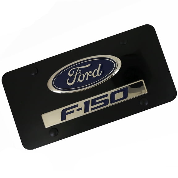 Ford Mustang License Plate - Black Acrylic with Pony Grille Logo