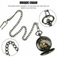 thumbnail image 6 of Mens Pocket Watch Mechanical Black Steampunk Skeleton Retro Chain Luxury Classic, 6 of 9