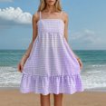 thumbnail image 2 of WRKEKC Robe d'Été à Bretelles Ajustables pour Femme avec Jupe Évasée à Carreaux, Robe de Fête d'Été pour la Plage, 2 of 6