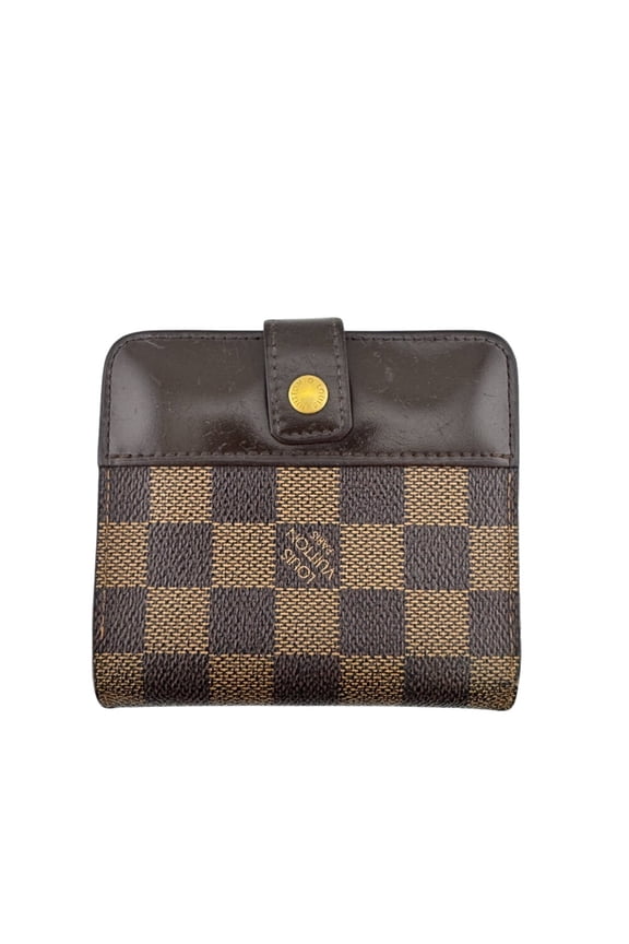 Pre-Owned LOUIS VUITTON M61668 Compact Zip Damier Bi-fold Wallet Brown