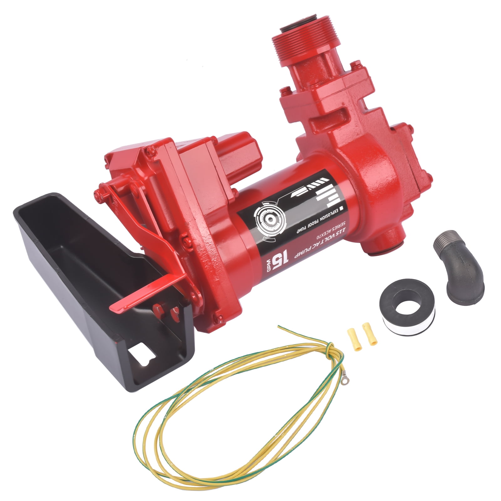 Mustrod Heavy Duty Fuel Transfer Pump 115V 15GPM for Gas Gasoline Kerosene Diesel Truck Tractor Red