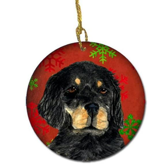 Gordon Setter Red Snowflakes Holiday Christmas Ceramic Ornament