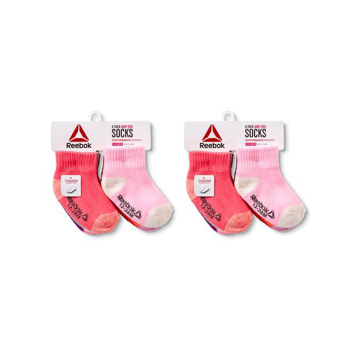 Reebok Baby Toddler Girl Socks with Gripper, 12-Pack