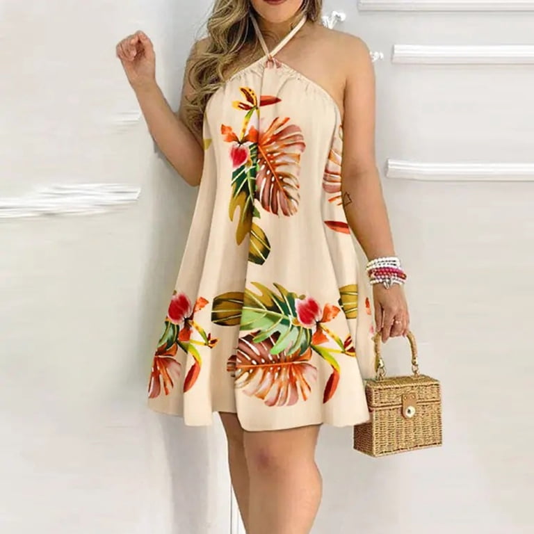 IROINNID Off-the-Shoulder Halter Dress For Women Fashion Summer Gorgeous Halter Neck Casual Bandage Print Backless Mini Dress Comfort Waist Dress - Walmart.com IROINNID Off-the-Shoulder Halter Dress For Women Fashion Summer Gorgeous Halter Neck Casual Bandage Print Backless Mini Dress Comfort Waist Dress - Walmart.com