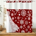 thumbnail image 4 of MIZHONA Red Christmas No Hooks Shower Curtains with Snap in Liner White Snowflake in Red Fabric Bathroom Curtain,71"× 83", 4 of 7
