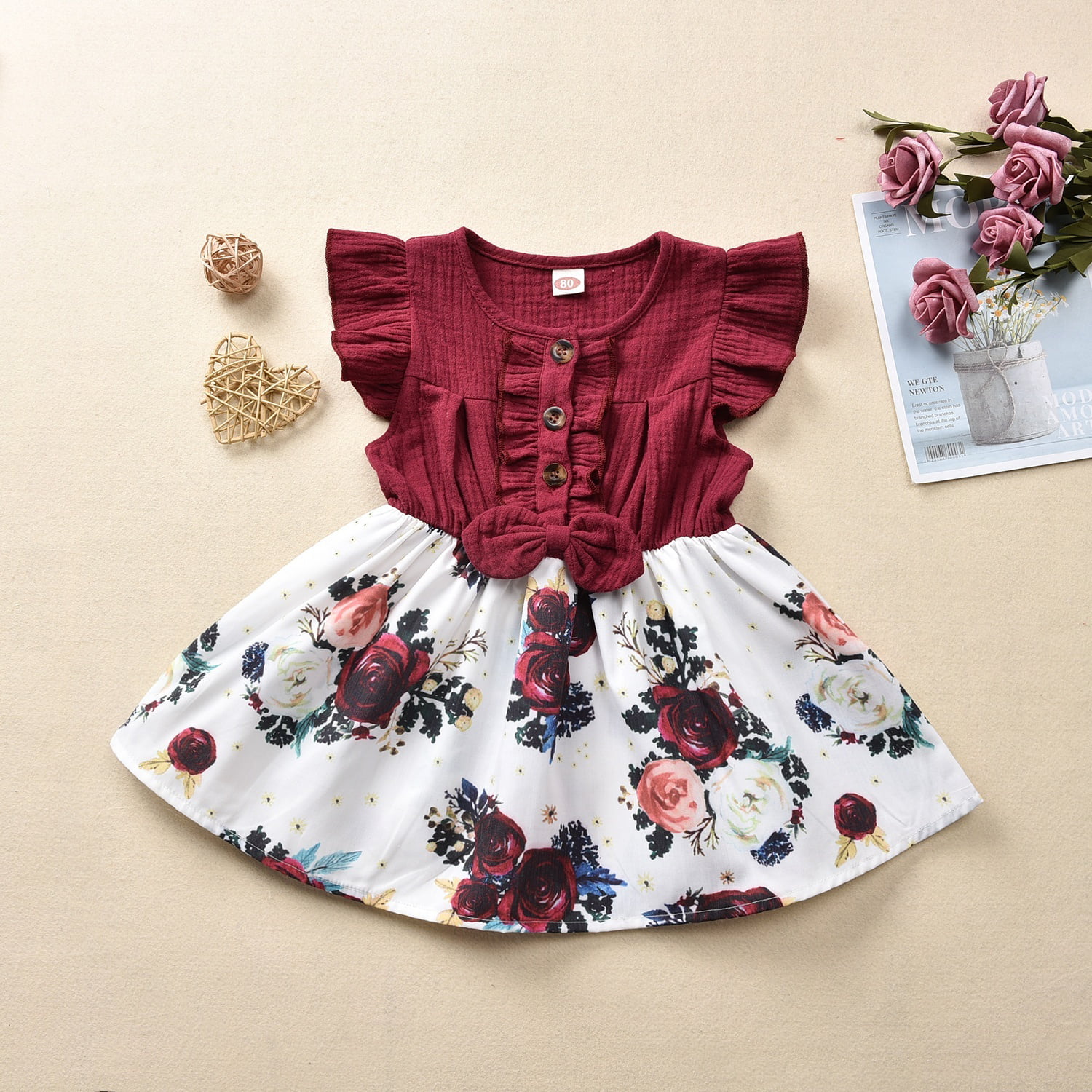 Girls Patchwork Floral Sun Dress Kids Cotton Summer Dresses New Age 3-10 Years 