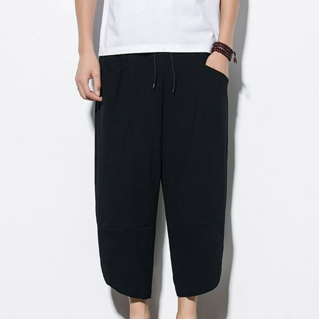 Pantalons Décontractés en Coton et Lin pour Hommes
