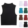thumbnail image 4 of Lovskoo Knit Summer Tops for Women 2024 Tank Tops Scoop Neck Sleeveless Turtleneck Tight Solid Color Camisoles Sports Yoga Elastic Tank Tops White, 4 of 4