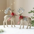 thumbnail image 2 of HCTSHG Lighted Christmas Deer Family Set Outdoor Yard Reindeer Holiday Decoration,Christmas Reindeer Figures Glitter Christmas Deer Ornament Family Holiday Decoration Window Display Scene Matching, 2 of 9