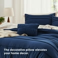 thumbnail image 6 of Cozy Comfort Queen Comforter Set, 4 Pieces Soft Pinch Pleat Navy Bedding Set for All Season, 6 of 7